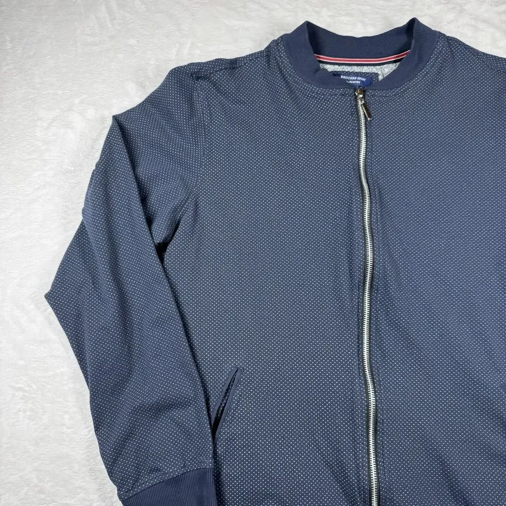 Britches Sport By Wanted Jacket Mens L Bomber Birdseye Full Zip Long Sleeve Blue